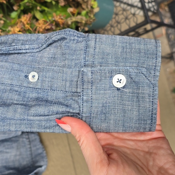 Eleventy Soft Denim Pleated Pintucj Mens Button Front Chambray tuxedo shirt M - Picture 5 of 11